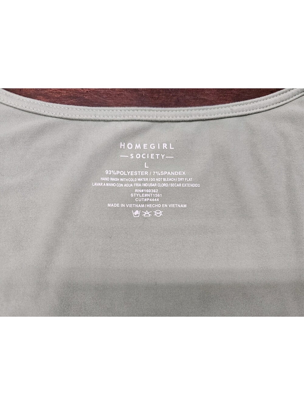 Homegirl Society Women's L Sage Green Ruched Square Neck Tee Stretch Top - Picture 4 of 5